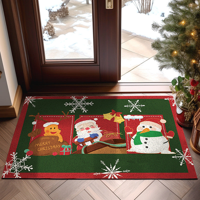 Household Home Floor Mat Non-slip Stain-resistant Wear-resistant Christmas Floor Mat Washable PVC Loop Floor Mat