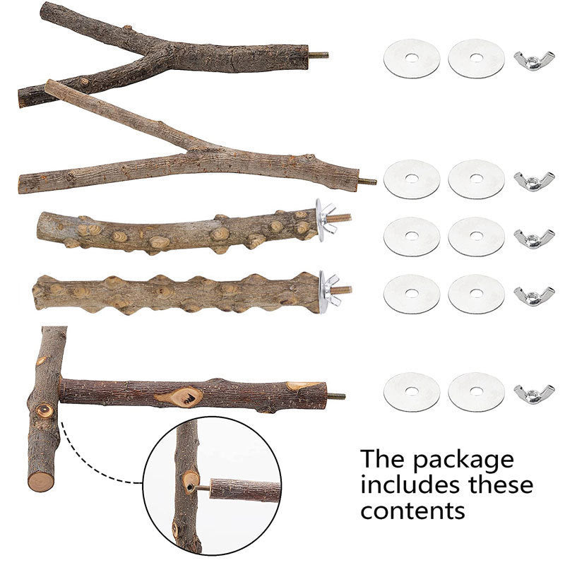 5-Piece Wooden Bird Toy Set – Fashionable Household Bird Supplies