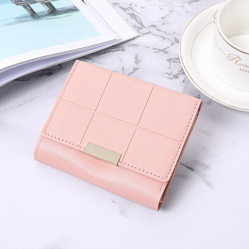 Women's Short Three Fold Multiple Card Slots Large Capacity Zipper Coin Purse