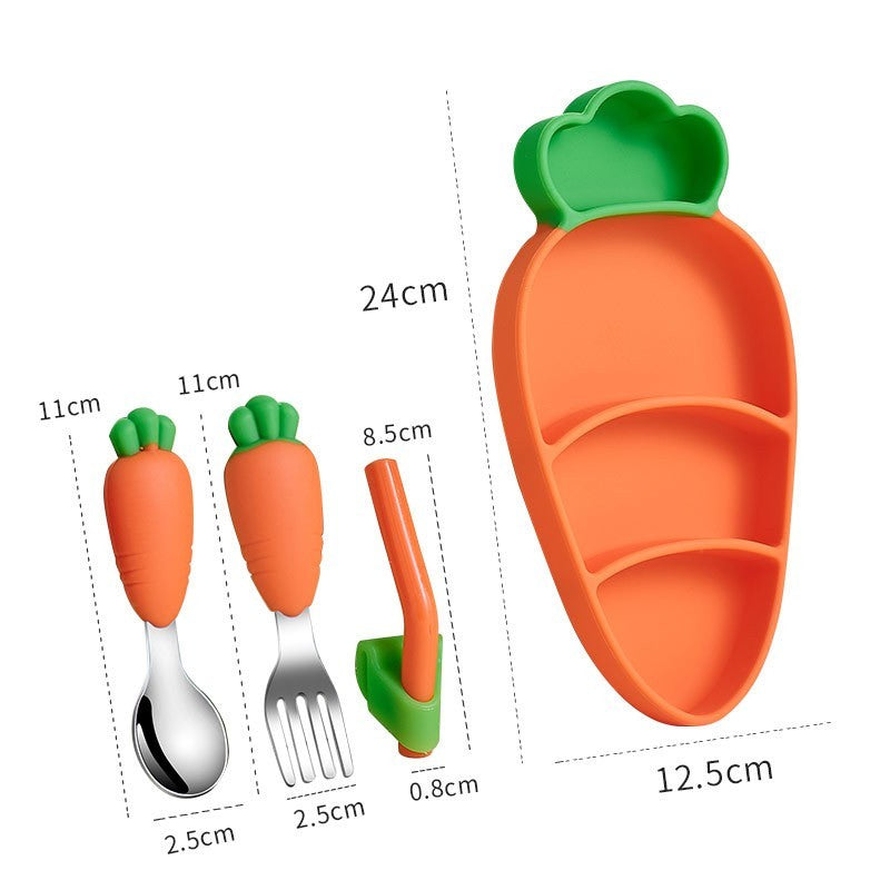 Silicone Baby Dining Set With Suction Cups Forks And Spoons