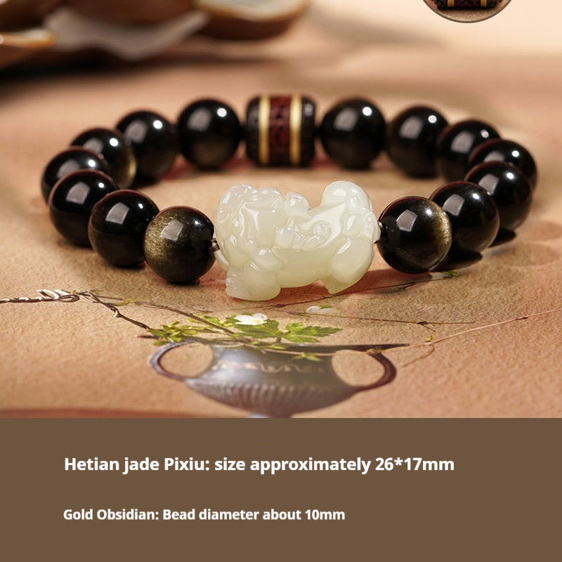 Hetian Jade Bracelet Black And Red Ropes Women