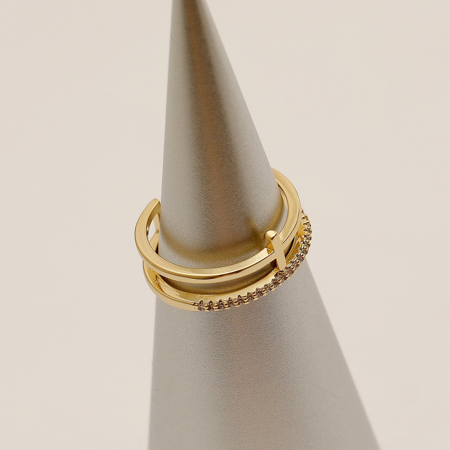 Women’s Adjustable Gold Tone Zircon Ring – Minimalist Copper Jewelry