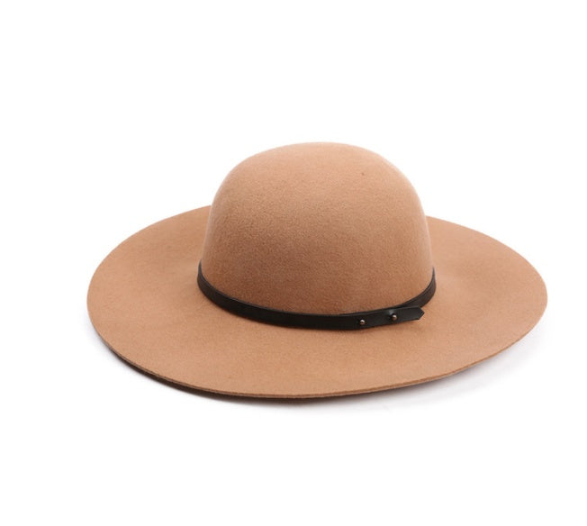 Vintage Wool Belt Big Brim Hat
