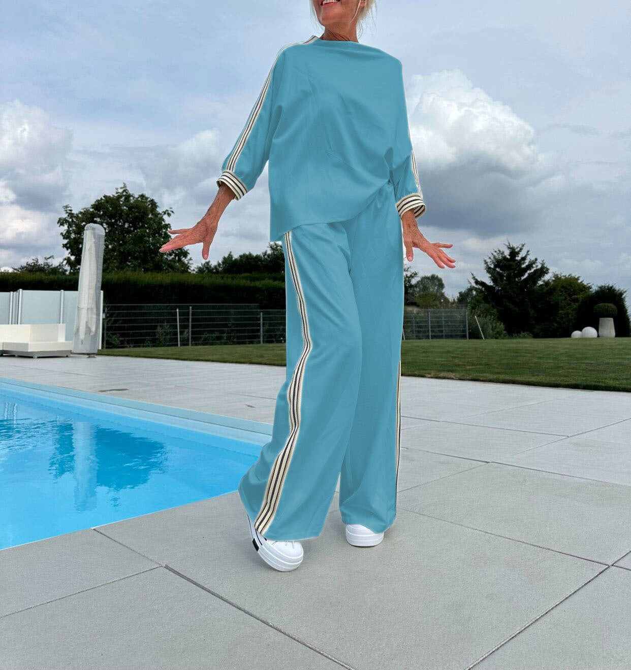 Unisex Loose Polyester Casual Suit Set With Solid Color