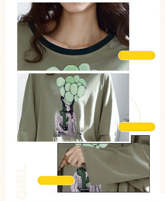Long Sleeves Can Be Worn Outside At Home Women's Pajamas Suit