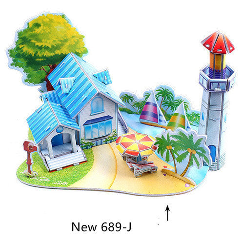 Children's 3D Three Dimensional Puzzle Paper Educational Toys Diy Building Hut