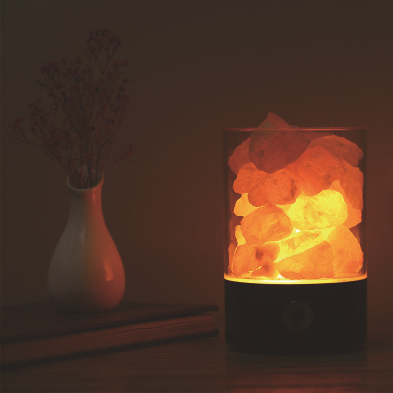 USB Crystal Himalayan Salt LED Lamp – Air Purifying Negative Ion Night Light with Color Changing