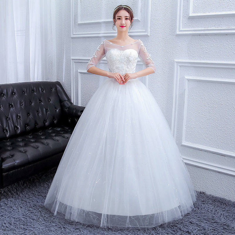 Elegant Lace Polyester-Cotton New Bride Wedding Dress
