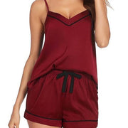 Womens Ice Silk Suspender Shorts Two Piece Homewear