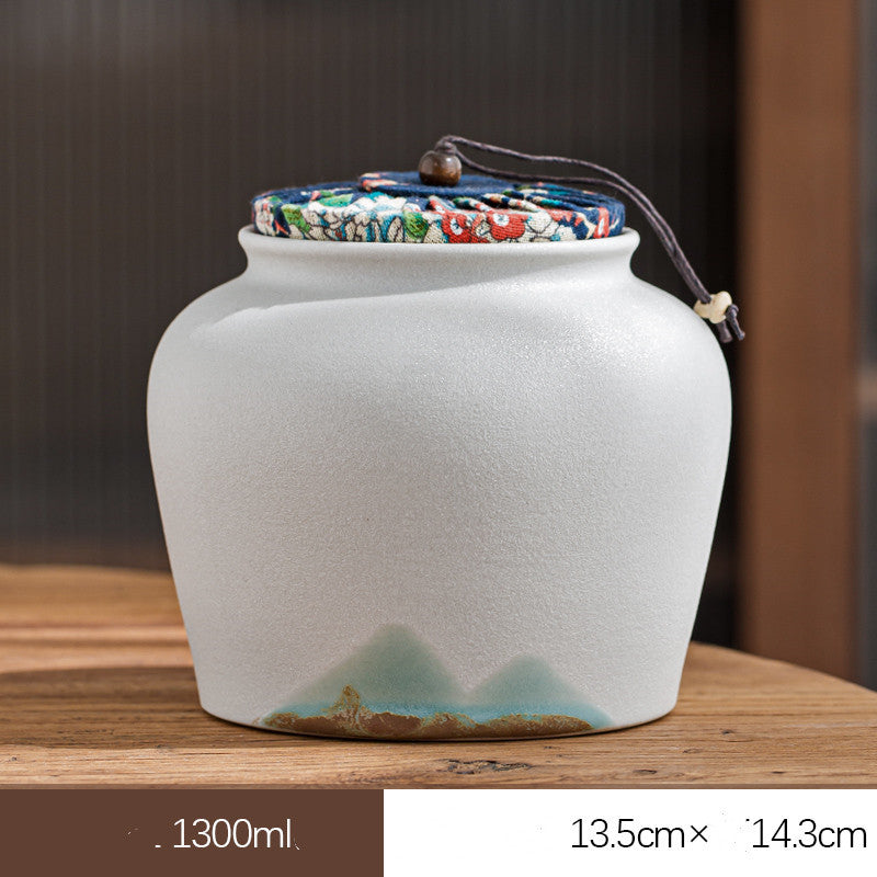 Home Large Sealed Ceramic Tea Storage Jar