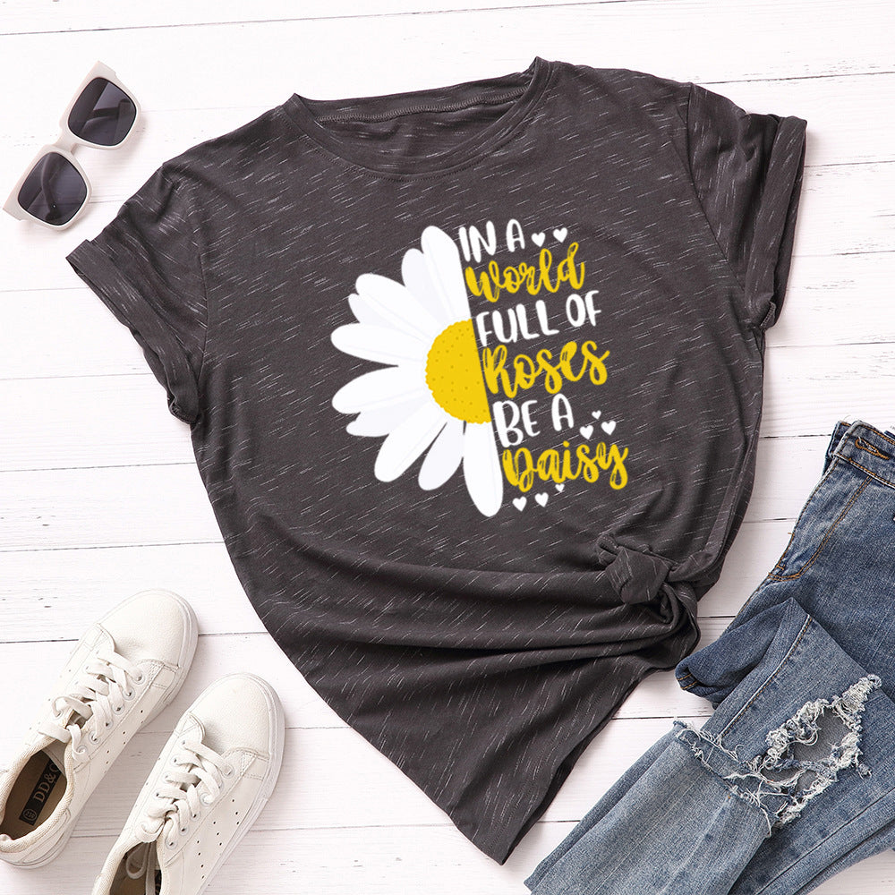 Women's Loose Round Neck Short Sleeve T-shirt Women Base