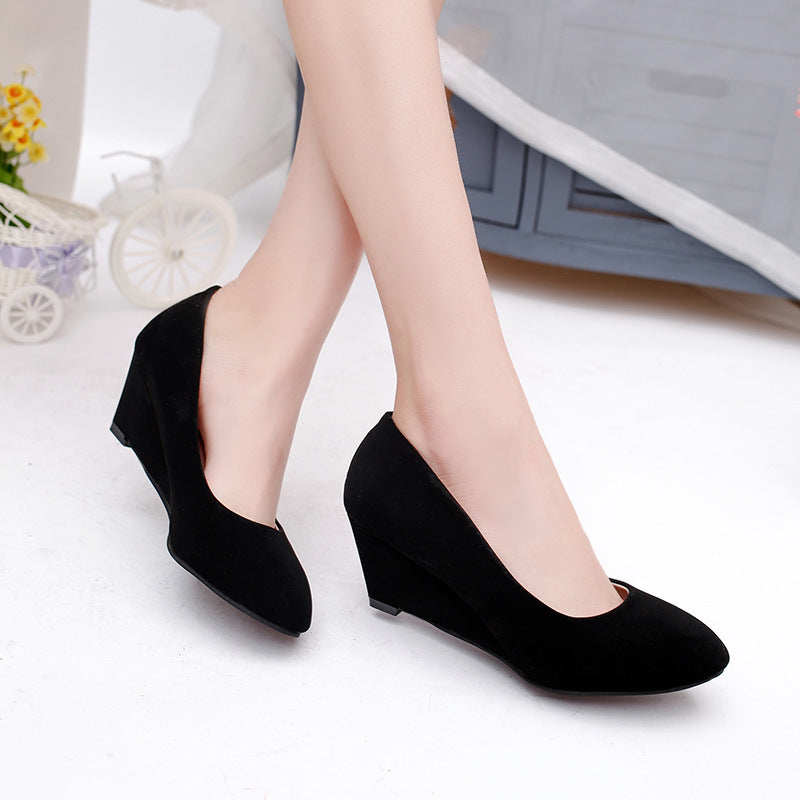Bowknot Round Toe Wedge Single Shoes Women