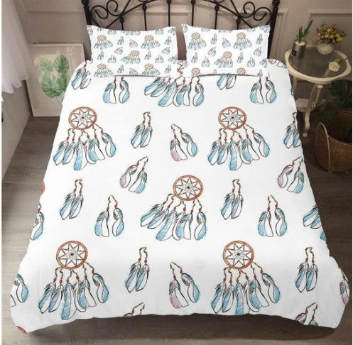 European-American Style 3D Dream Catcher Polyester Twill Quilted Three-Piece Bedding Set