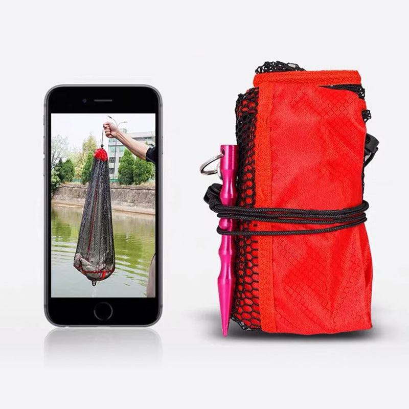 Portable Wild Fishing Drawstring Grain Wheat Fishnet Bag Encryption Mesh Oxford Cloth Edge Sealing Fish Protection Mini Fishnet Bag