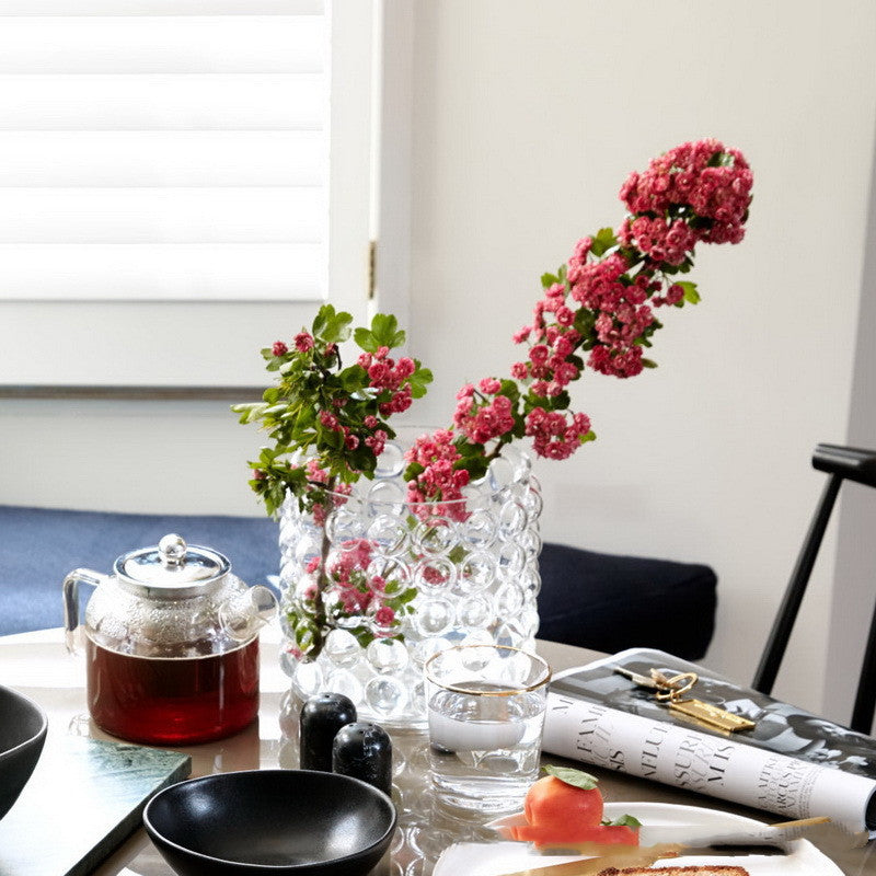 Nordic Modern Bubble Black Straight Glass Vase Transparent Ornament