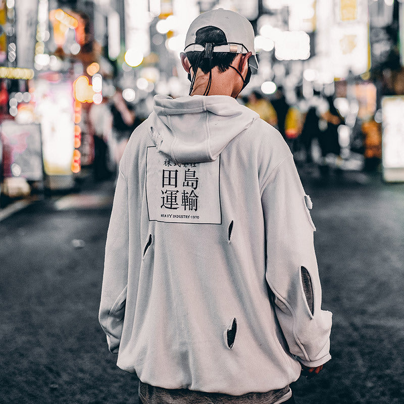 Ripped Hoodie Men Fall Popular Hip-hop