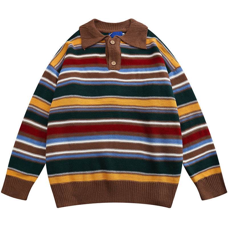 Fashion Rainbow Striped Sweater For Women