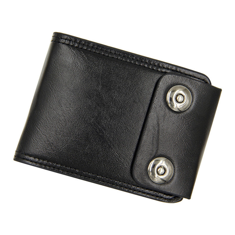 Men's Short PU Leather Wallet Printed Magnetic Buckle