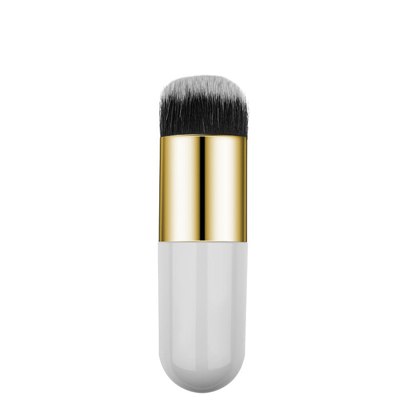 Loose Powder Brush – Nylon Bristle Foundation Brush with Large Rubber Handle, Soft Elastic Corrugated Silk Hair, Short Rod Design