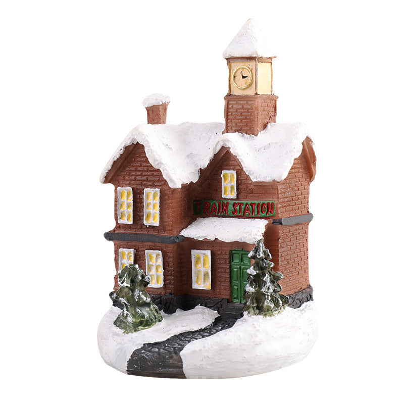 Christmas Small House Micro Landscape Resin Decorations