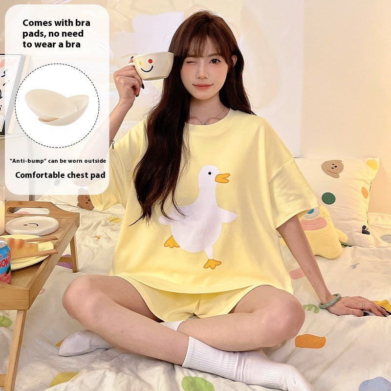 Cartoon Cute Loungewear Can Be Worn Outside With Chest Pad