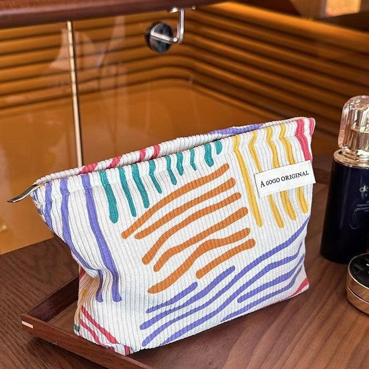 Ultra Light Striped Milky White Polyester Bag – Soft Cotton Blend Lining