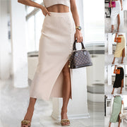 High Waist Solid Color Long Skirt – Women’s Commuter Splicing Pencil Skirt