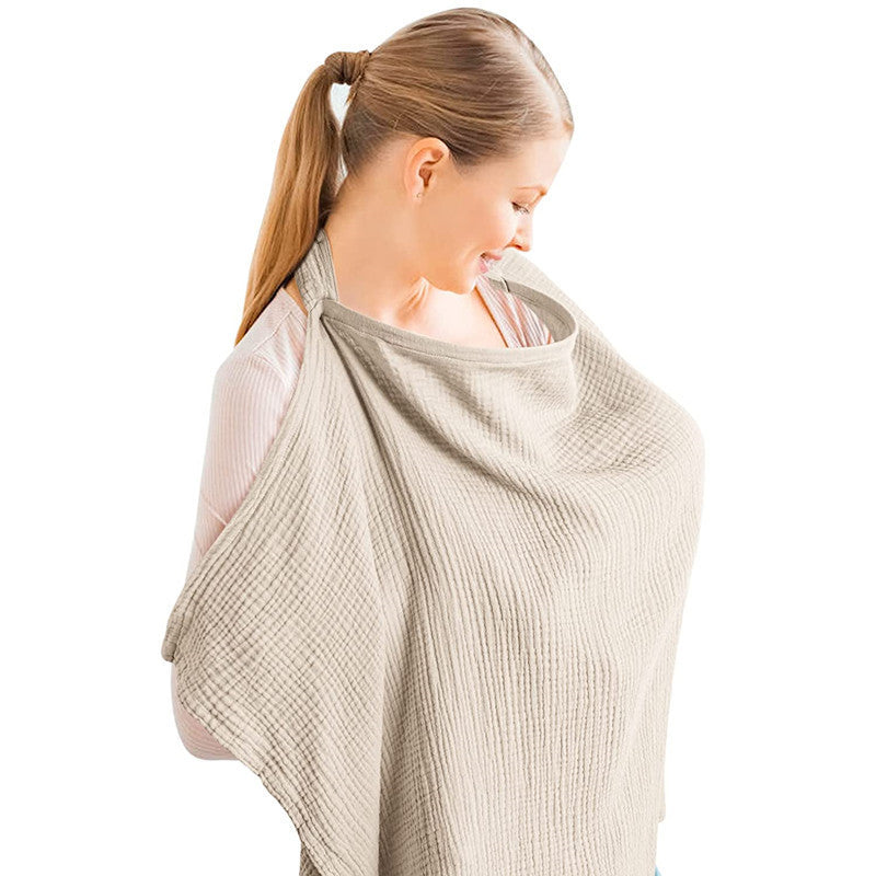 Muslin Nursing Cover – Breathable Cotton Breastfeeding Apron with Rigid Hoop & Multi-Use Canopy