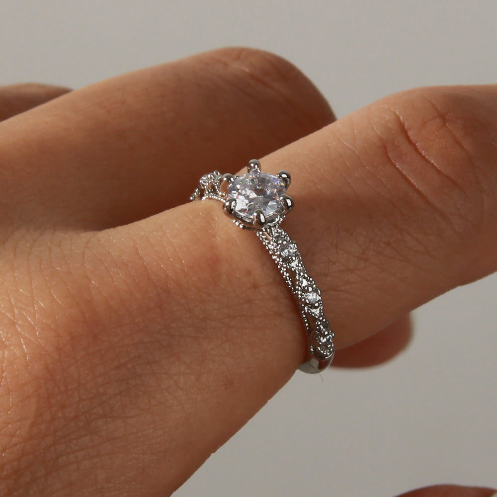 Women’s Relievo Open Ring – Adjustable Copper Diamond Jewelry