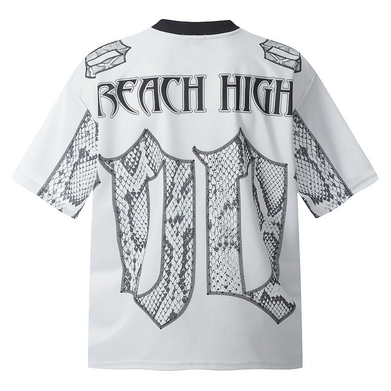 Unisex Snake Scale Mesh Jersey Tee Relaxed Fit White