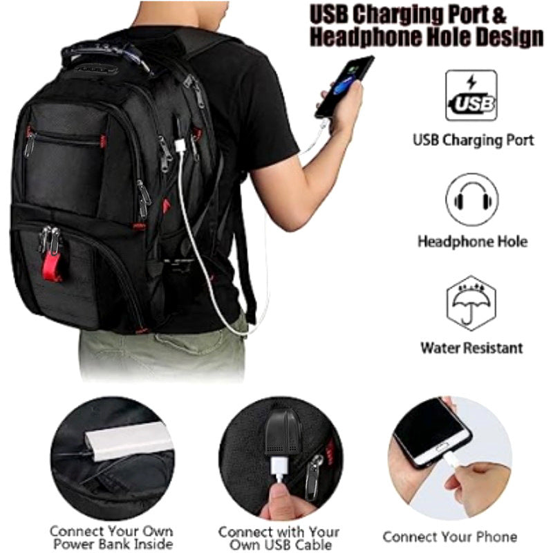 Unisex Solid USB Charging Laptop Backpack With Oxford Cloth
