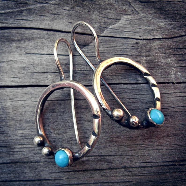 925 Plated Vintage Silver Turquoise Earrings