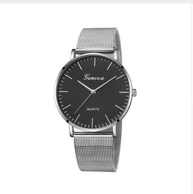 Unisex Casual Quartz Steel Watch Imitation Leather Bracelet