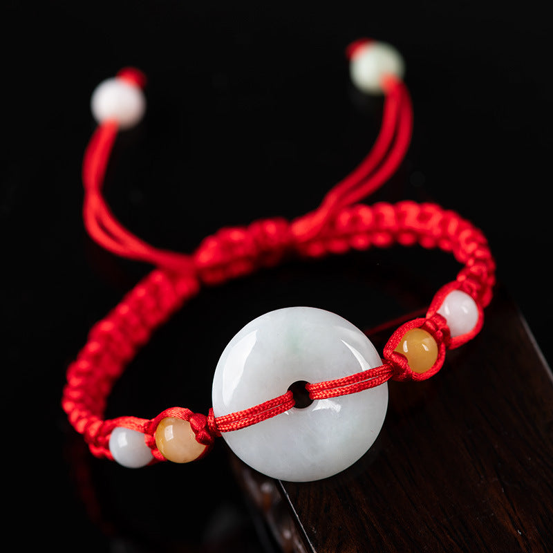 Emerald Round Jade Pendant Bracelet