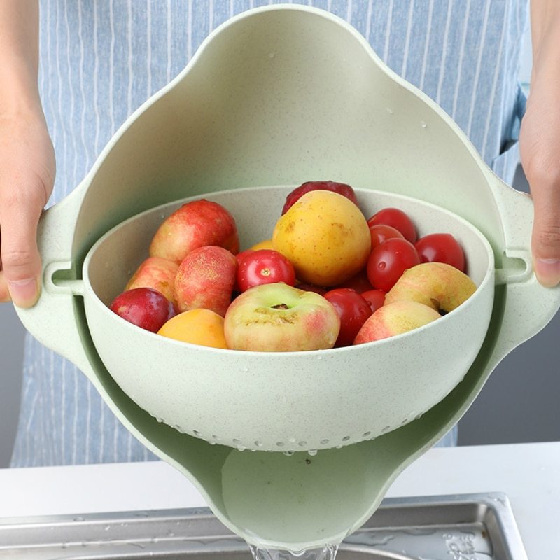 Kitchen Laundry Organizer Thickening Home Kitchen Plastic Rice Fruit Washing Basket