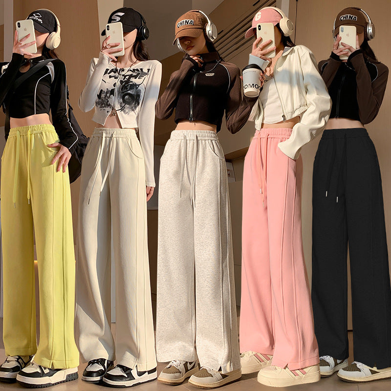 Women’s High-Waist Sweatpants – Long Thin Straight Loose Leisure Pants