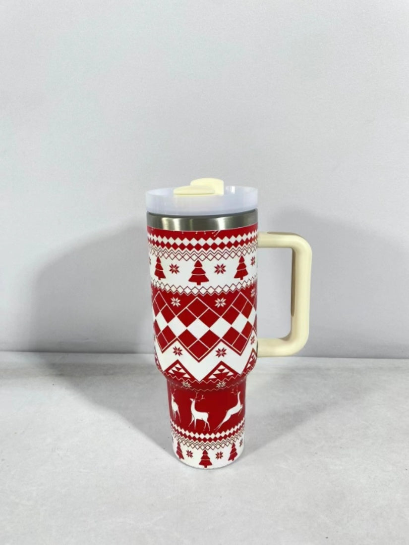 Christmas Vacuum Tumbler with Straw