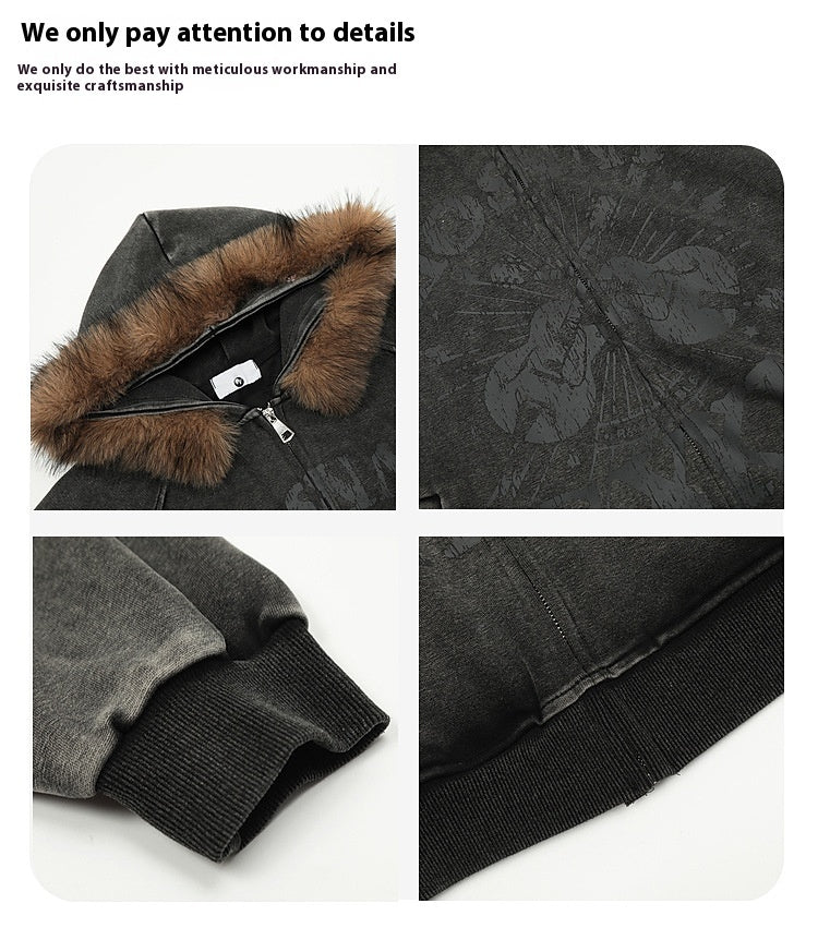 Fur Collar Hood Sweater For Men And Women Lazy And Loose
