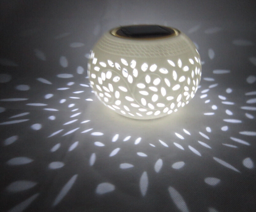 Solar Garden Apple Light Ceramic LED Night Lamp Soft Decorative Lighting