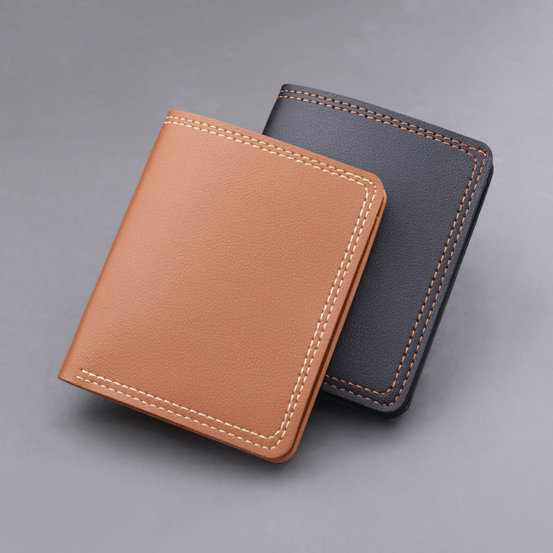 Slim PU Leather Vertical Wallet Men's Card Organizer