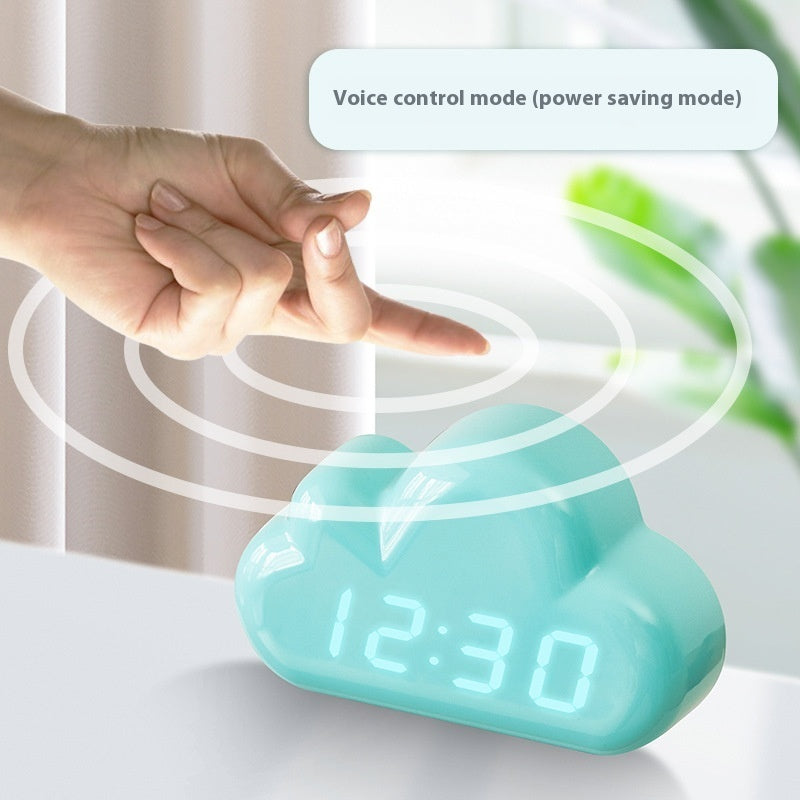 Creative Four Clouds Voice-controlled Led Bedside Snooze Student Calendar Luminous Electronic Clock