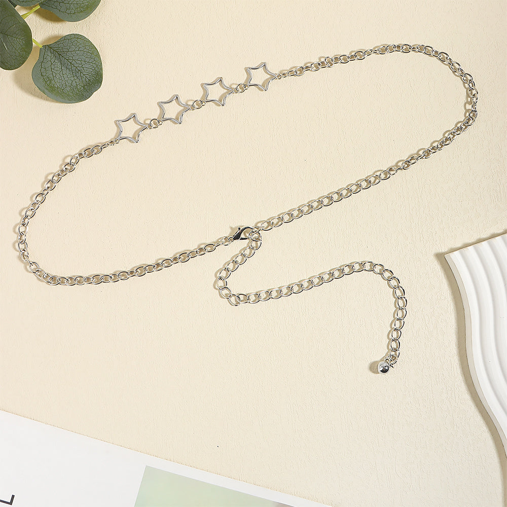 Women's Five-Pointed Star Metal Waist Chain for Dresses and Jeans