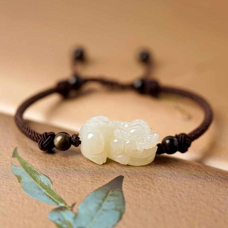 Hetian Jade Bracelet Black And Red Ropes Women