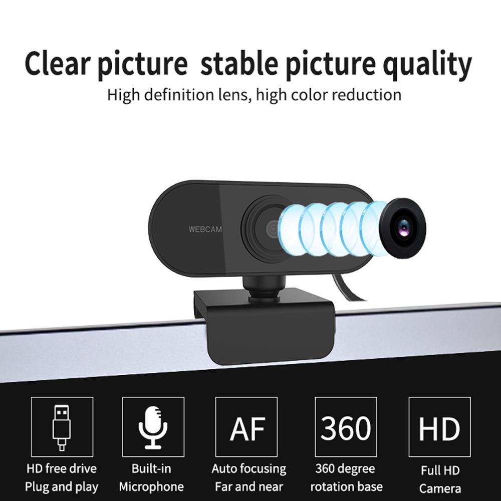 Autofocus 1080P Webcam with Dual Mics – USB Plug-and-Play for PC/Mac