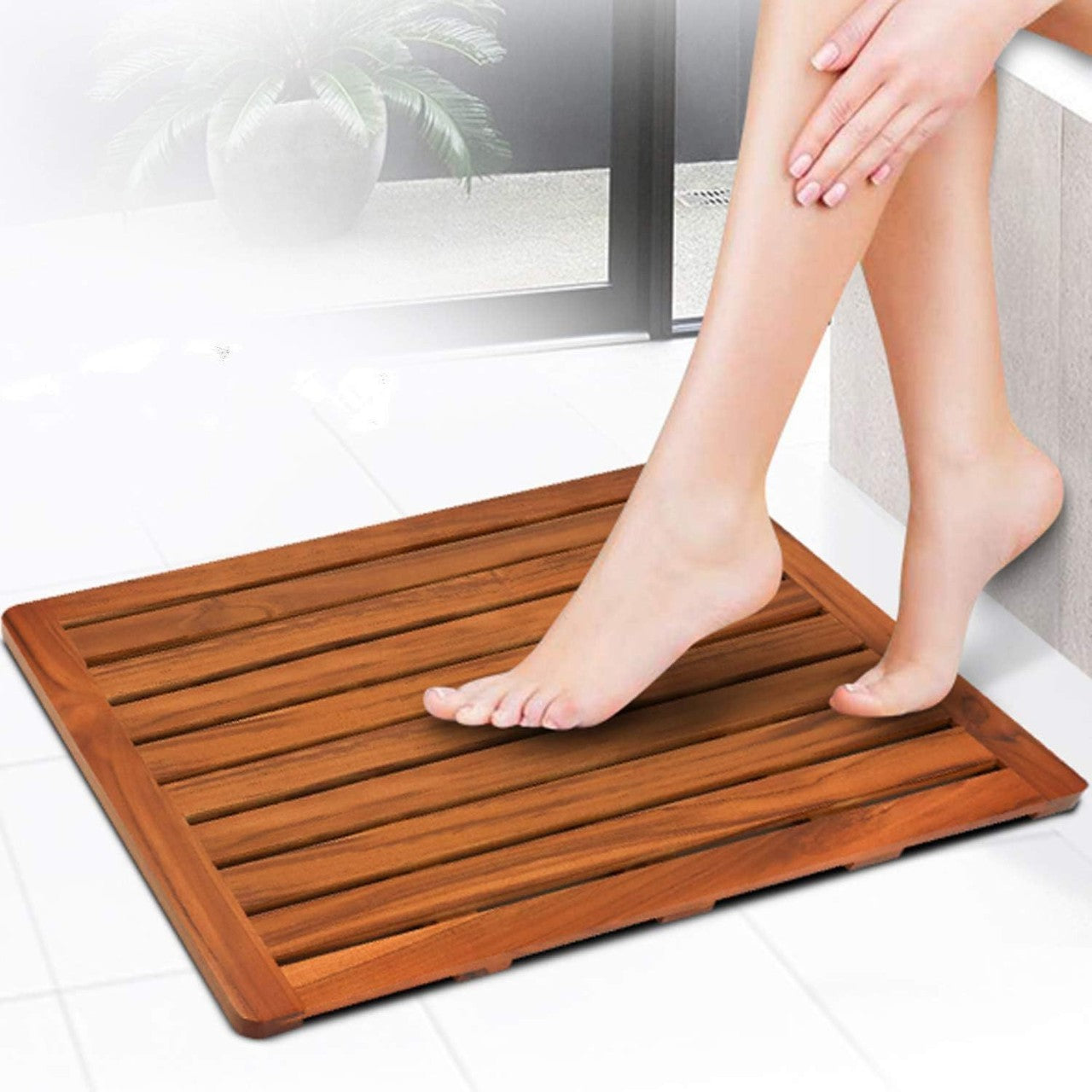 Household Solid Wood Bathroom Waterproof Non-slip Shower Mat Bathroom Bathtub Pedal
