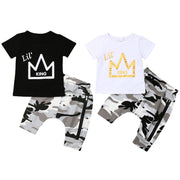 Crown Print Camouflage Two-Piece Set