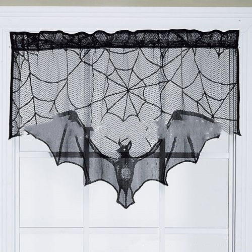 Halloween Lace Spider Web Table Skirt – Spooky Party and Haunted House Decoration