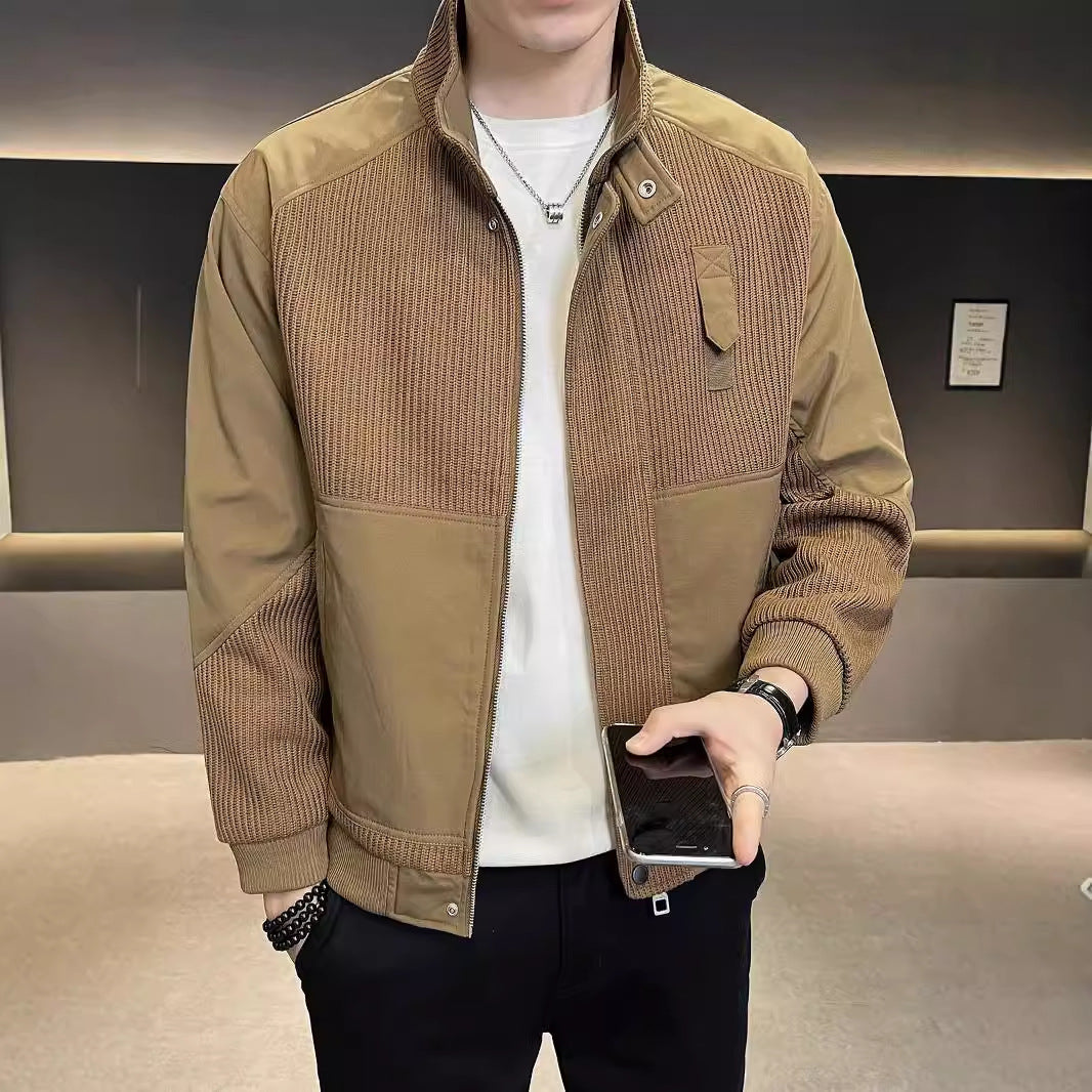 Knitted Splicing Coat Men's Spring And Autumn