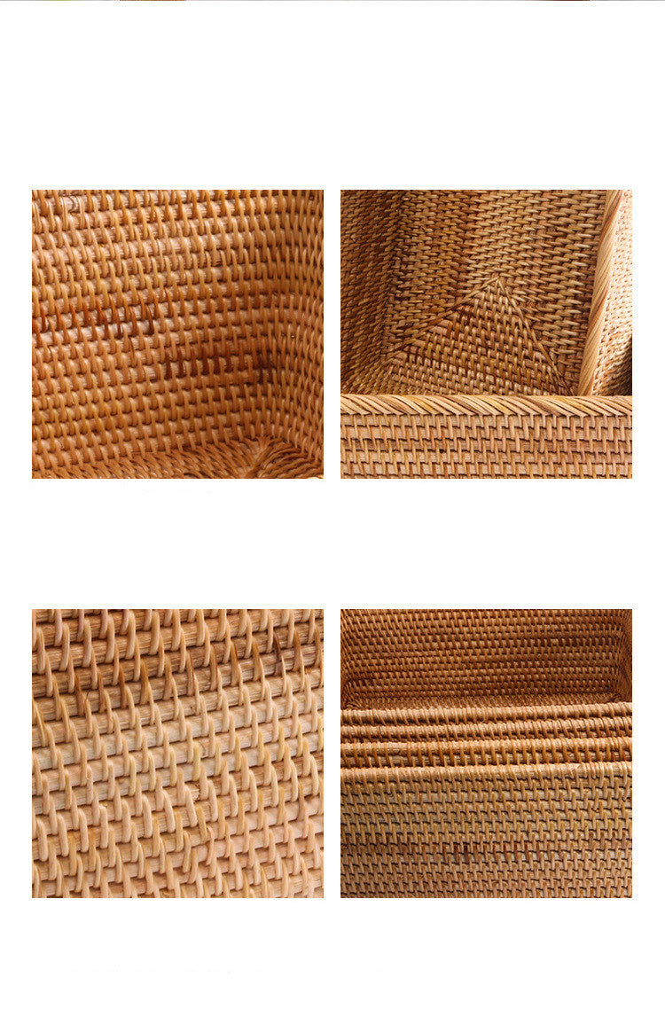 Desktop Storage Basket Rattan Living Room Home