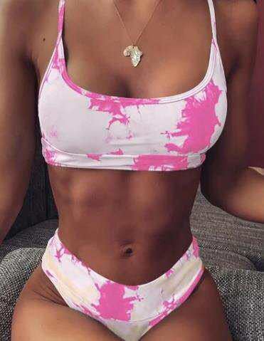 High Waist Quick-Drying Gradient Polyester Swimwear – Backless, Sexy, No Steel Support